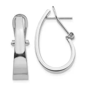 14k White Gold Polished 6mm Tapered Fancy J-Hoop Earrings