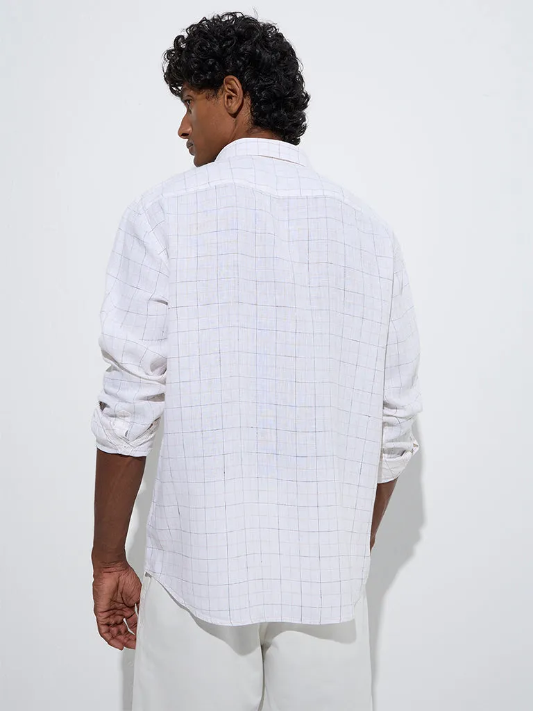 Ascot Off-White Checks Printed Relaxed-Fit Linen Shirt