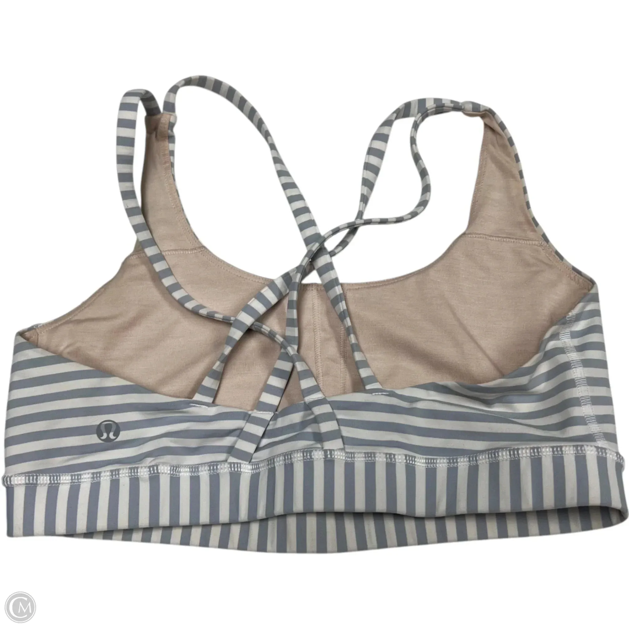 Athletic Bra By Lululemon In Grey & White, Size: M
