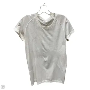 Athletic Top Short Sleeve By Lululemon In Tan & White, Size: L