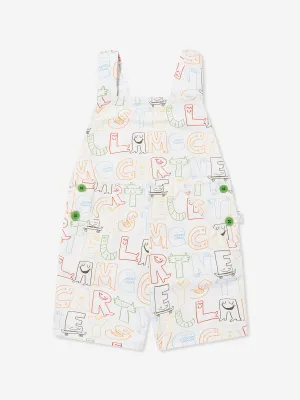 Baby Boys Logo Dungarees in Ivory
