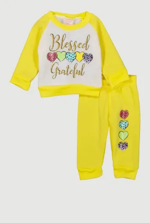 Baby Girls 0-9M Glitter Blessed Graphic Sweatshirt and Joggers