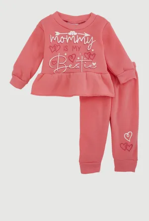 Baby Girls 0-9M Mommy Is My Bestie Sweatshirt and Joggers