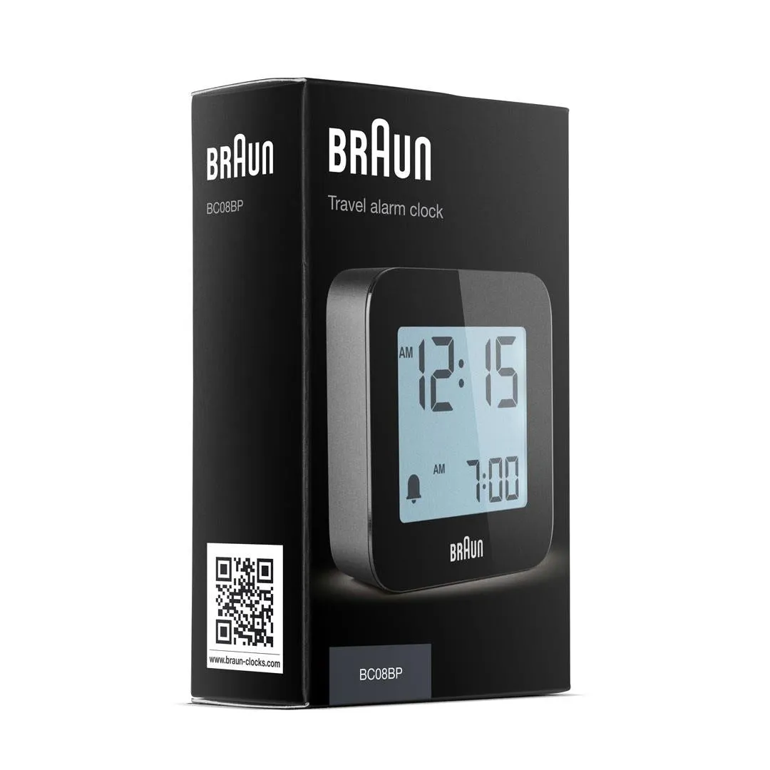 BC08 Braun digital travel alarm clock - black