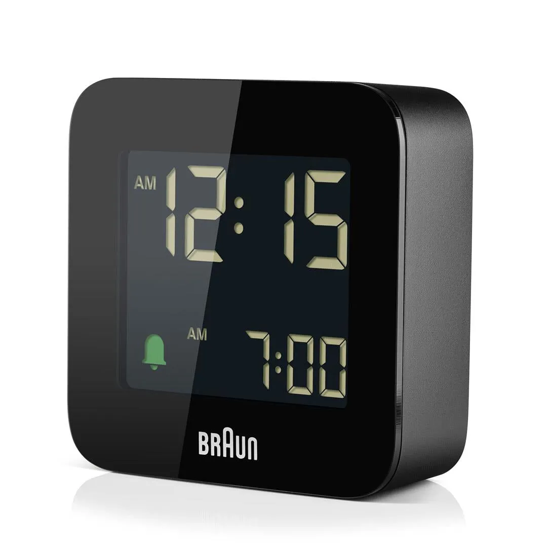 BC08 Braun digital travel alarm clock - black