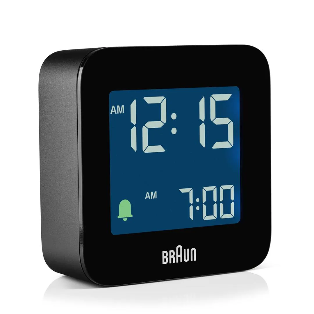 BC08 Braun digital travel alarm clock - black