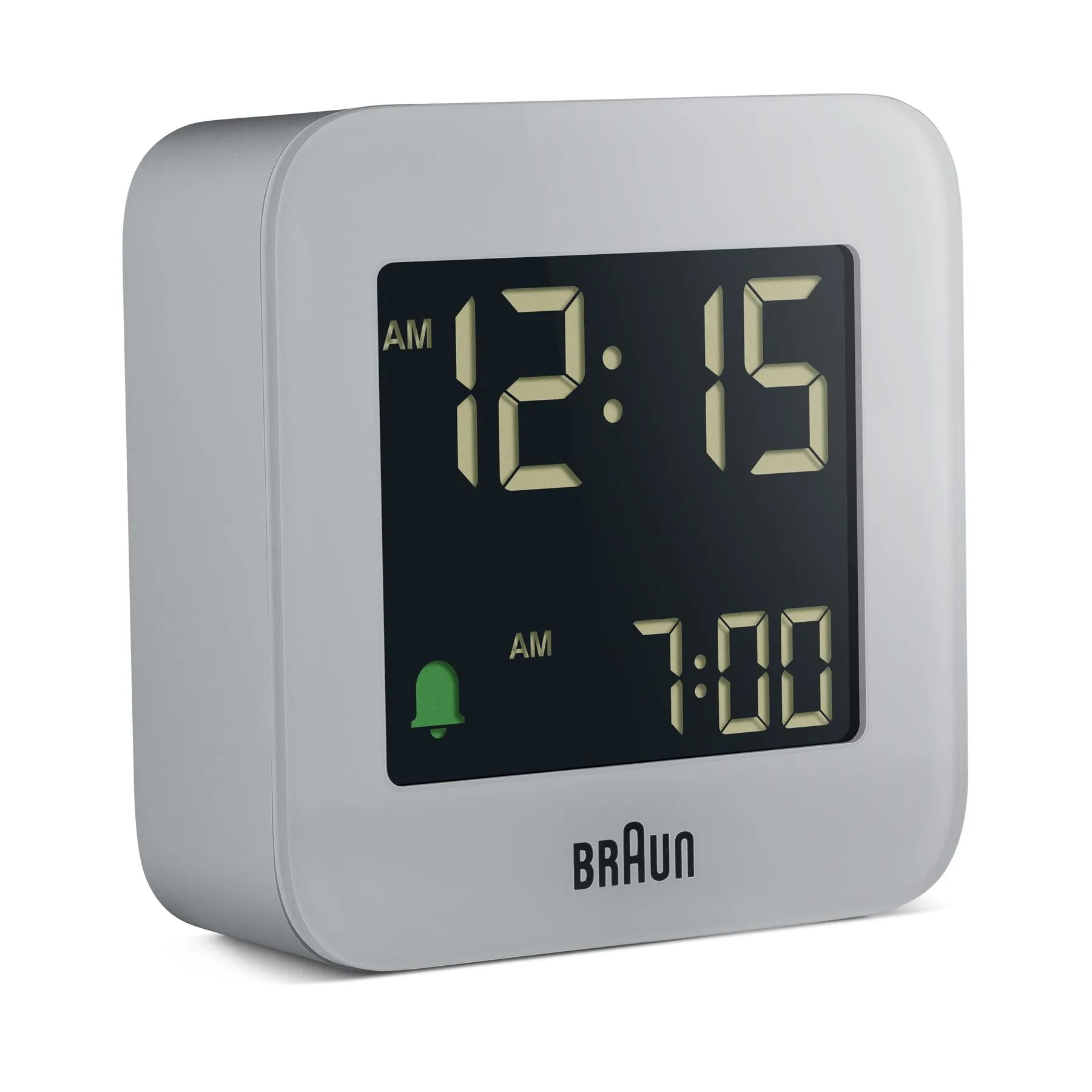 BC08 Braun digital travel alarm clock - grey
