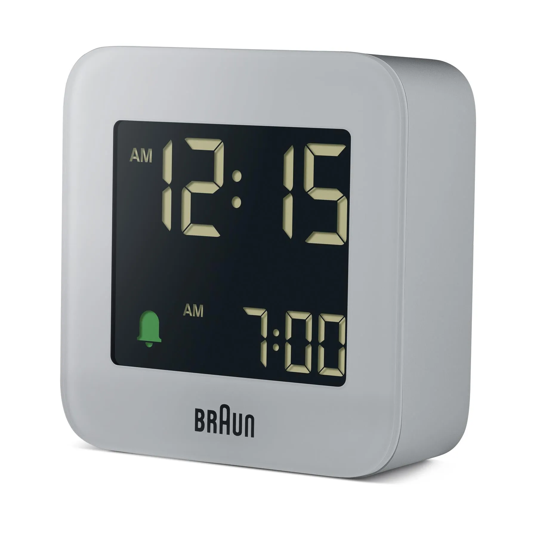BC08 Braun digital travel alarm clock - grey