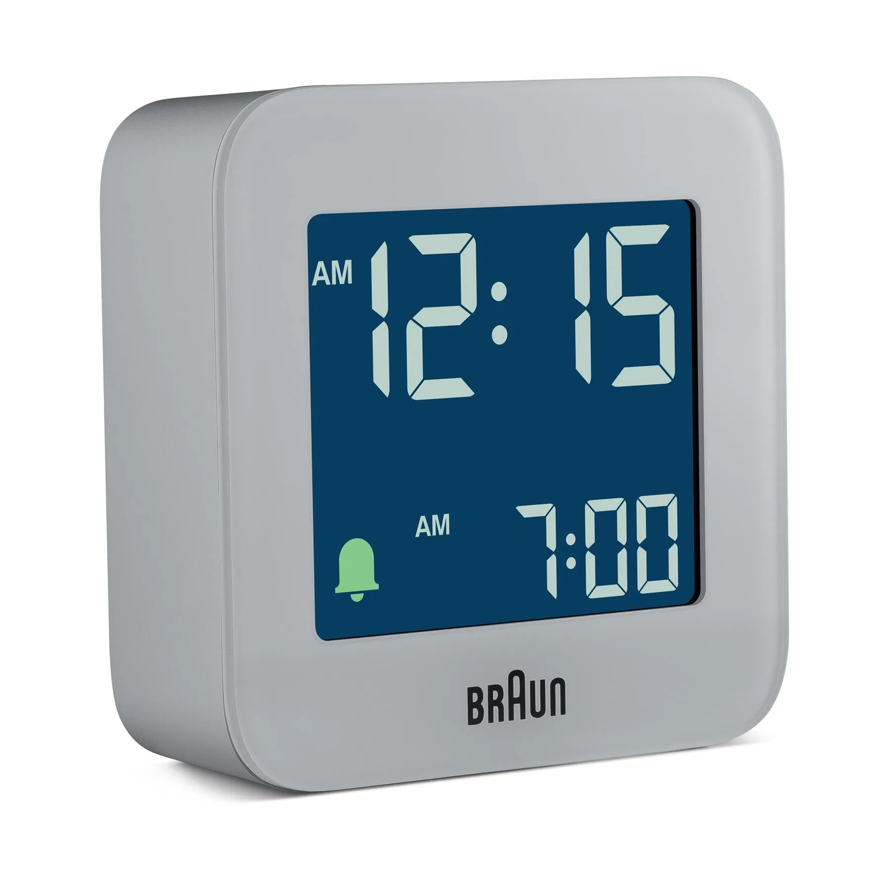 BC08 Braun digital travel alarm clock - grey