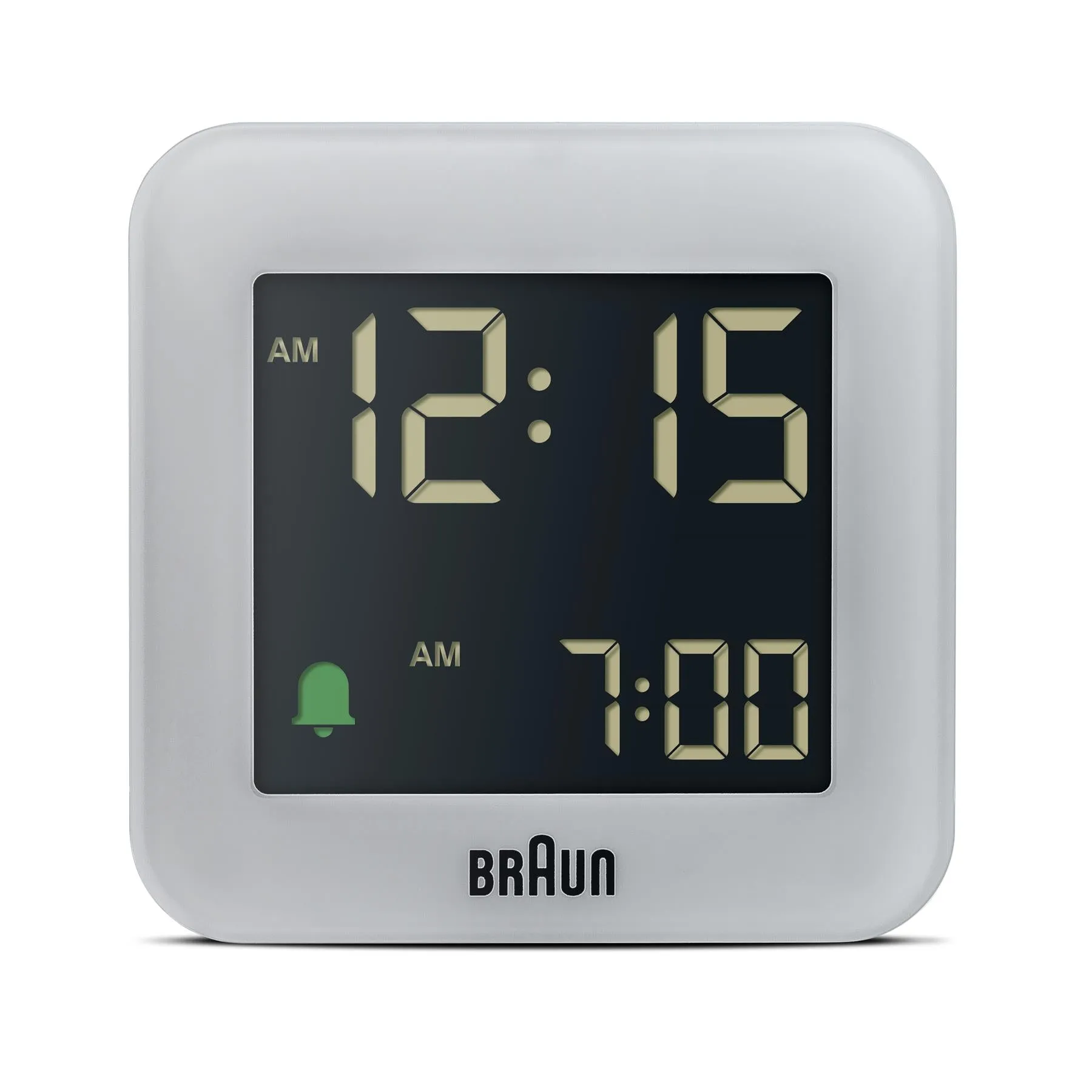 BC08 Braun digital travel alarm clock - grey