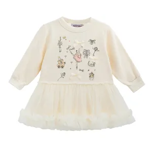 Beige Ballet Ruffle Bow Dress