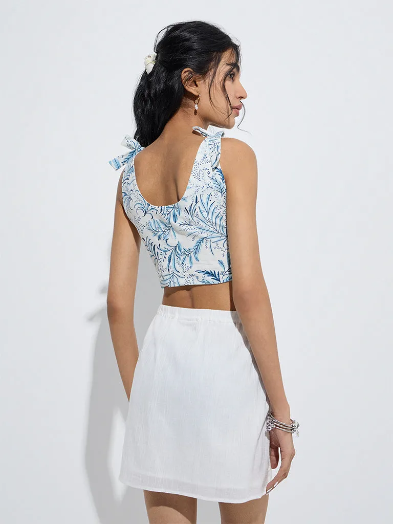 Bombay Paisley Blue Botanical-Inspired Cotton Top