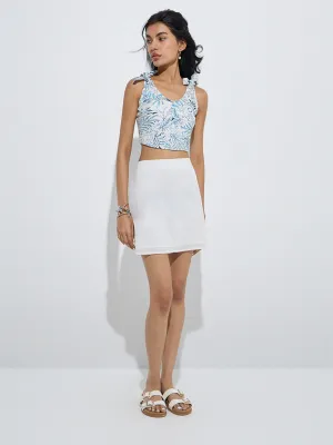 Bombay Paisley Blue Botanical-Inspired Cotton Top