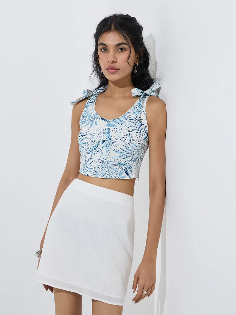 Bombay Paisley Blue Botanical-Inspired Cotton Top