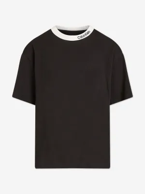 Boys Embroidered Tape T-Shirt in Black