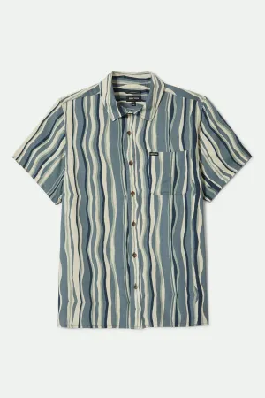 CRU Slub Relaxed S/S Shirt - Basalt Blue/Painterly Stripe