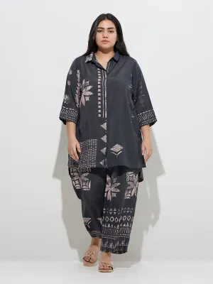 Diza Black Printed A-Line Kurti