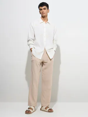 ETA Off-White Embroidered Relaxed-Fit Cotton-Blend Shirt