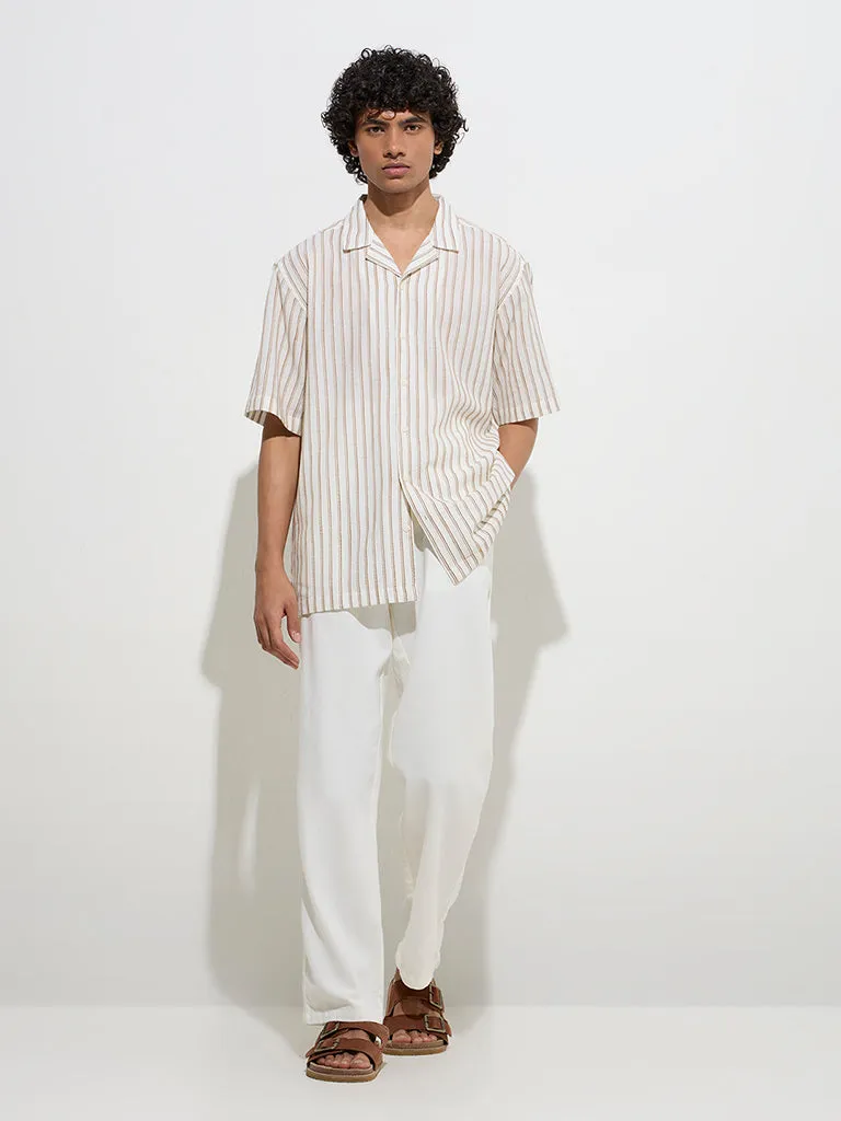 ETA Off-White Striped Relaxed-Fit Cotton Shirt