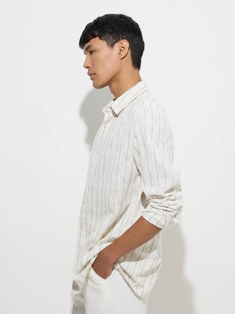 ETA Off-White Striped Relaxed-Fit Cotton Shirt