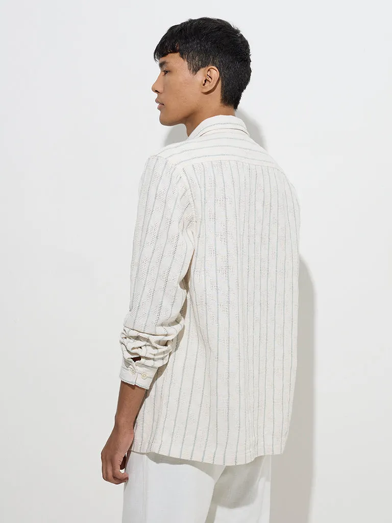 ETA Off-White Striped Relaxed-Fit Cotton Shirt