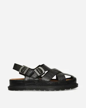 Fisherman Crocodile Analine Leather Sandals Dark Brown
