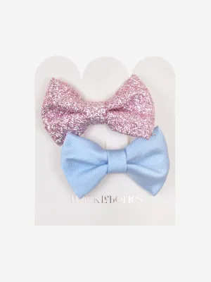 Girls Bow Hairclip Set in Blue