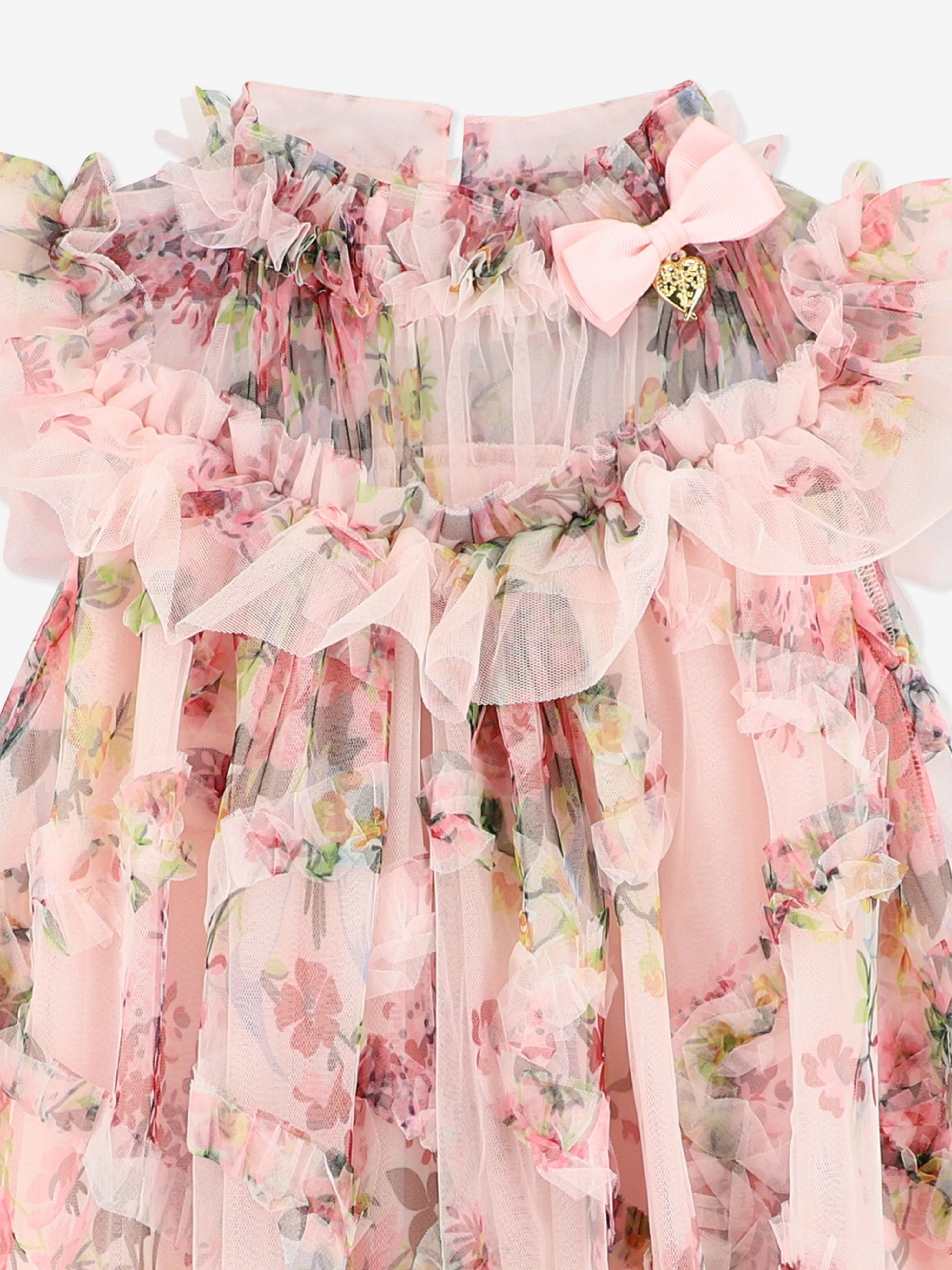 Girls Elle Floral Tulle Dress in Pink