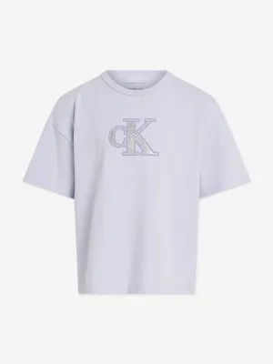 Girls Metallic CK T-Shirt in Purple