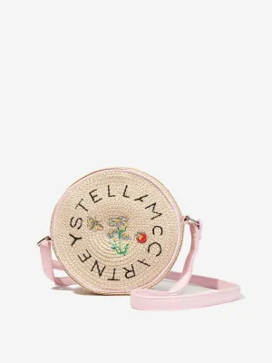Girls Straw Round Shoulder Bag in Beige (16cm)
