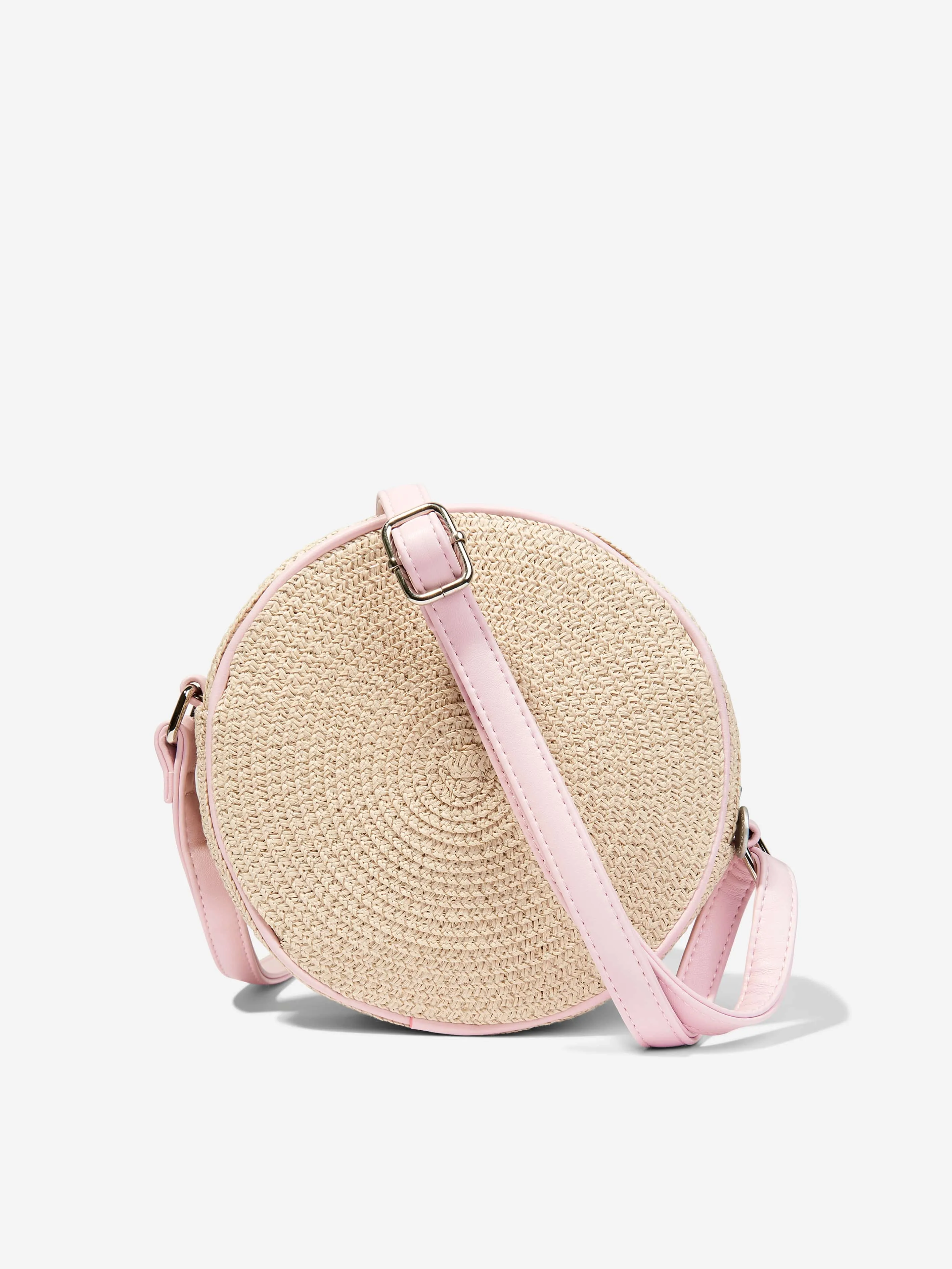 Girls Straw Round Shoulder Bag in Beige (16cm)