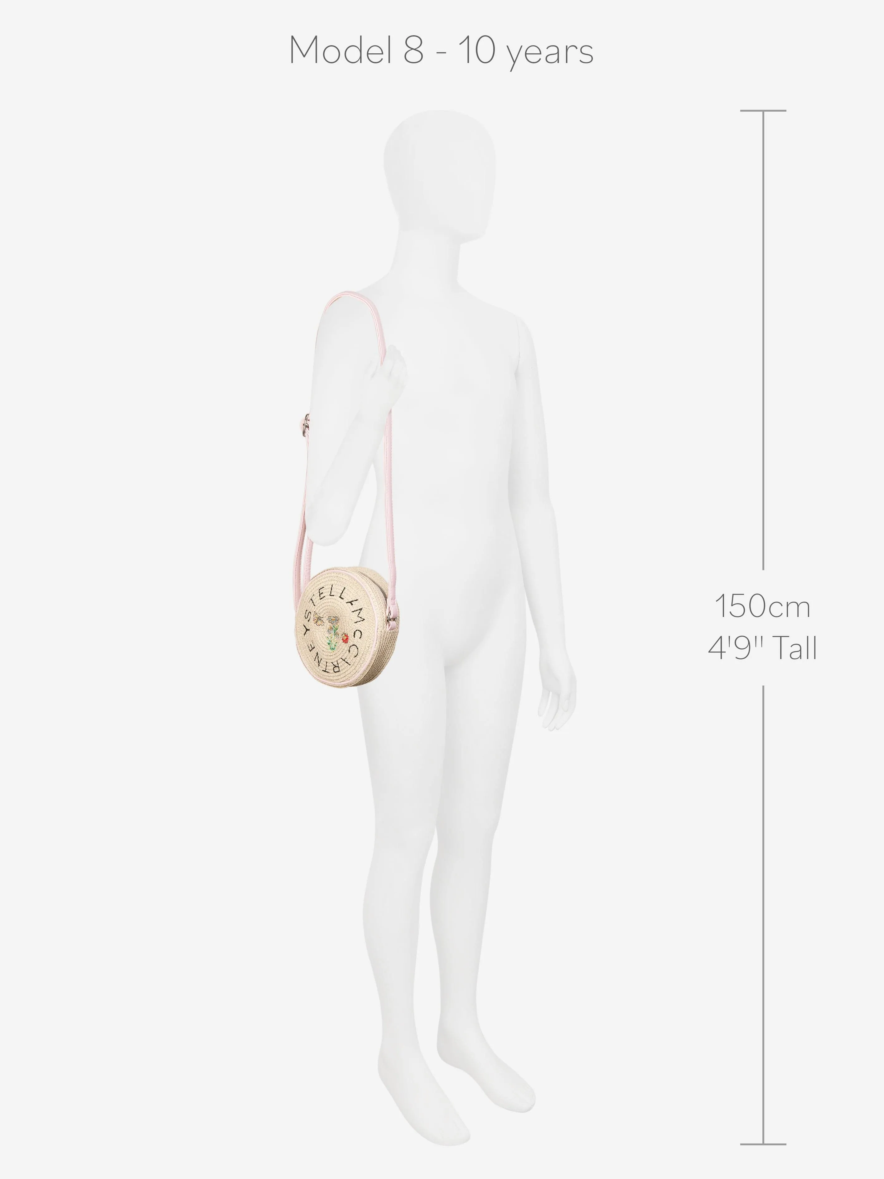 Girls Straw Round Shoulder Bag in Beige (16cm)