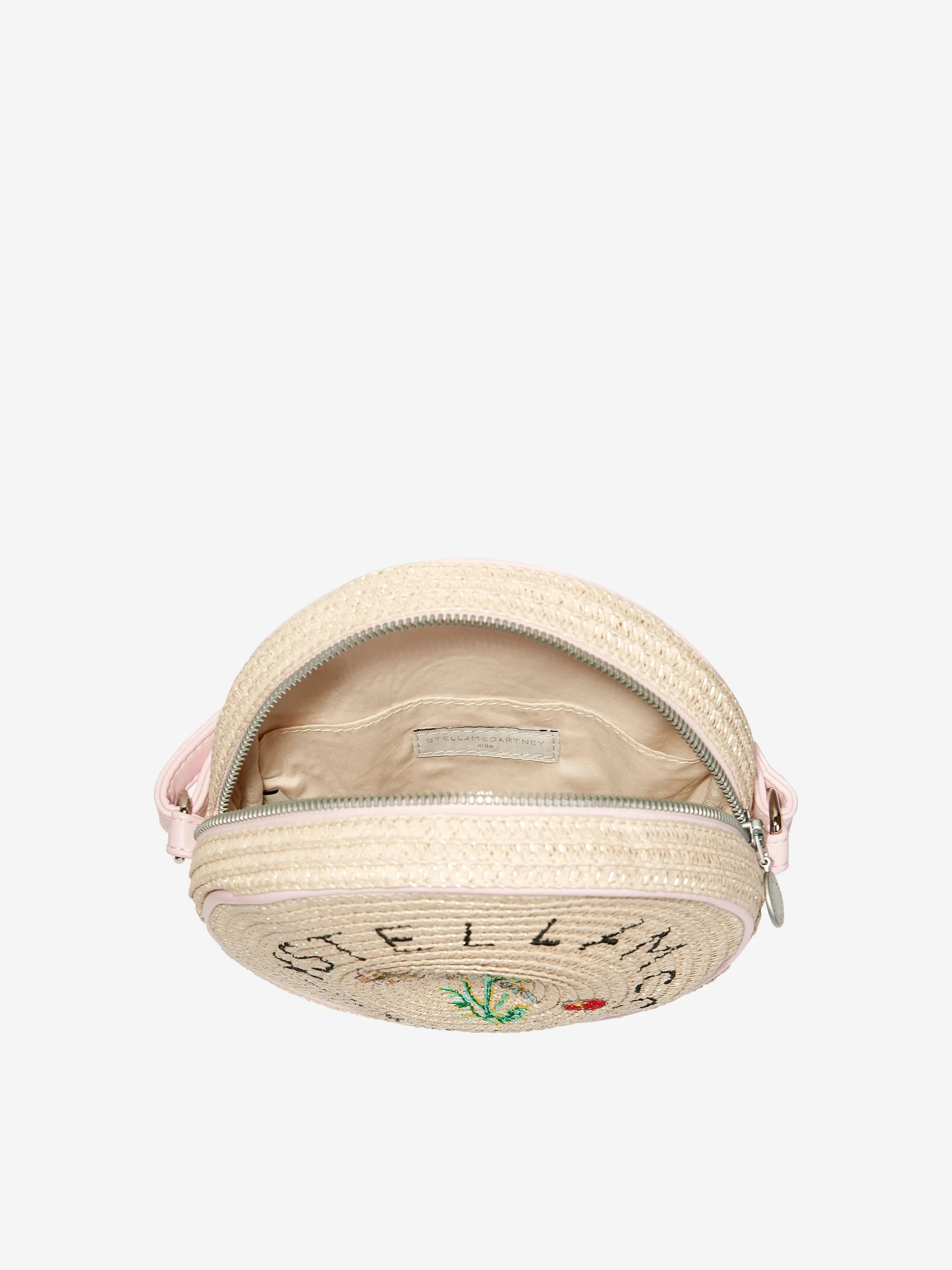 Girls Straw Round Shoulder Bag in Beige (16cm)