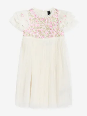 Girls Tulle Posy Bodice Dress in Pink