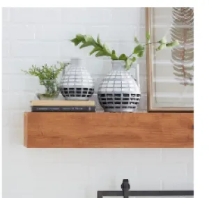 GRAY CERAMIC HANDMADE VASE WITH GRID PATTERN