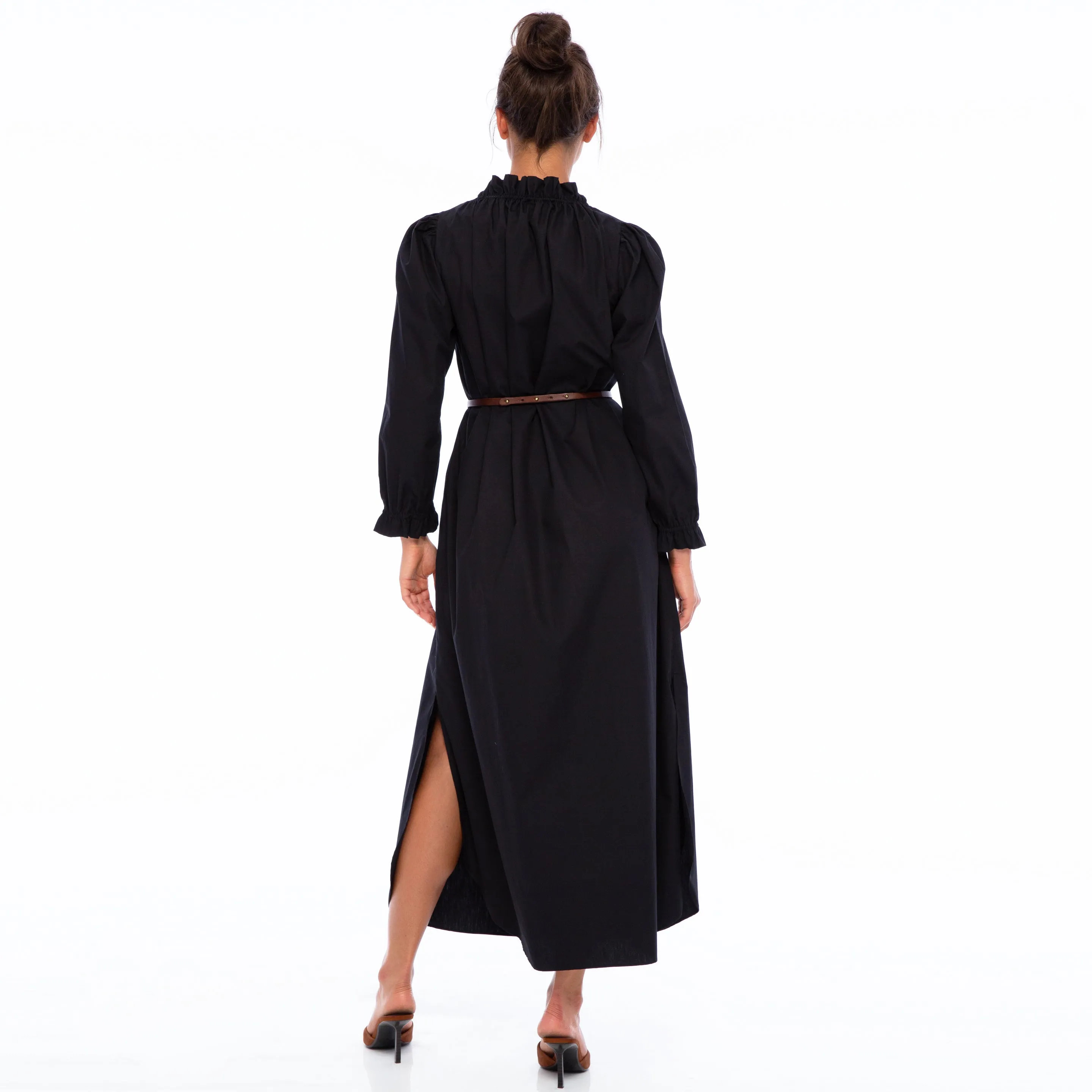 KATY LONG SLEEVE TUNIC LONG DRESS | Cotton Poplin