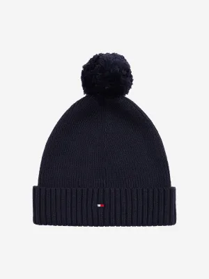 Kids Essential Pom Pom Beanie Hat in Navy