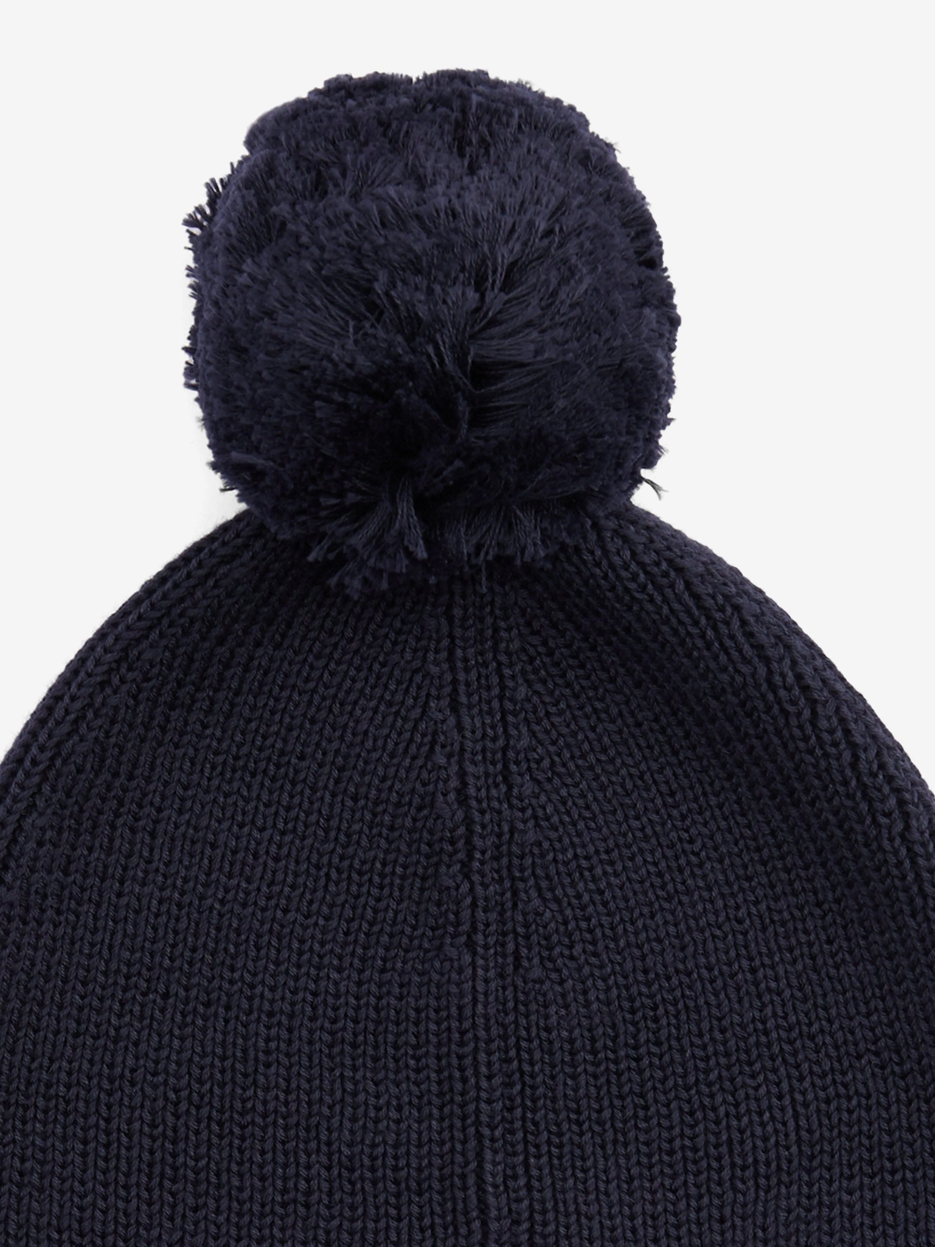 Kids Essential Pom Pom Beanie Hat in Navy