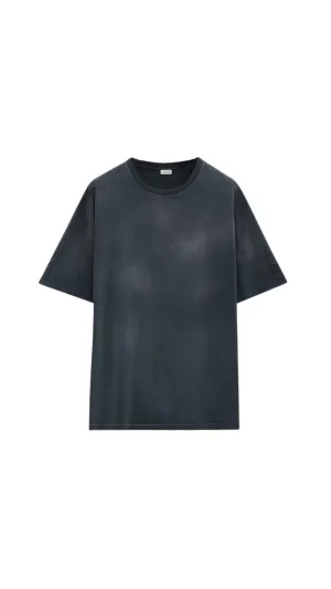 Loose Fit T-Shirt with Embroidered Sleeves - Black