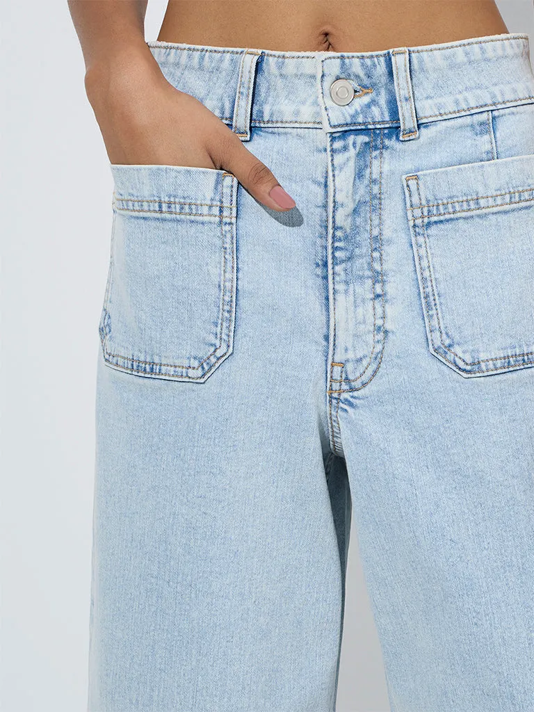 LOV Blue Wide-Leg High-Rise Jeans