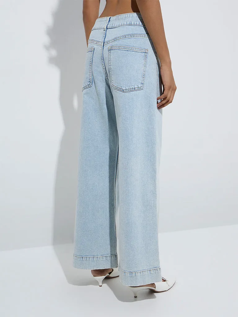 LOV Blue Wide-Leg High-Rise Jeans