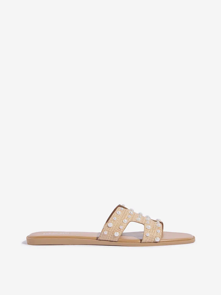 LUNA BLU Beige Pearlescent Slides