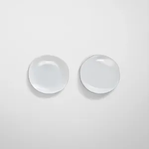 MEDALLION DISH EARRINGS | white enamel