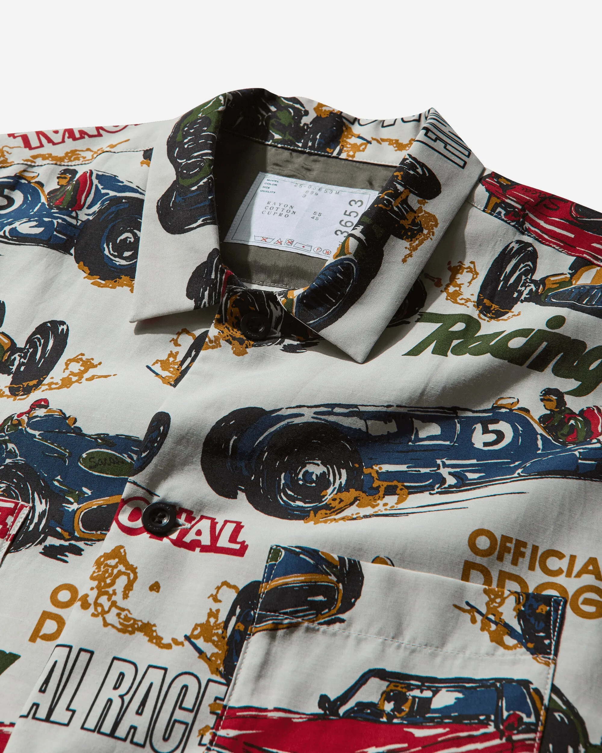 Men's Car Race / Tropical Print Shirt Ivory