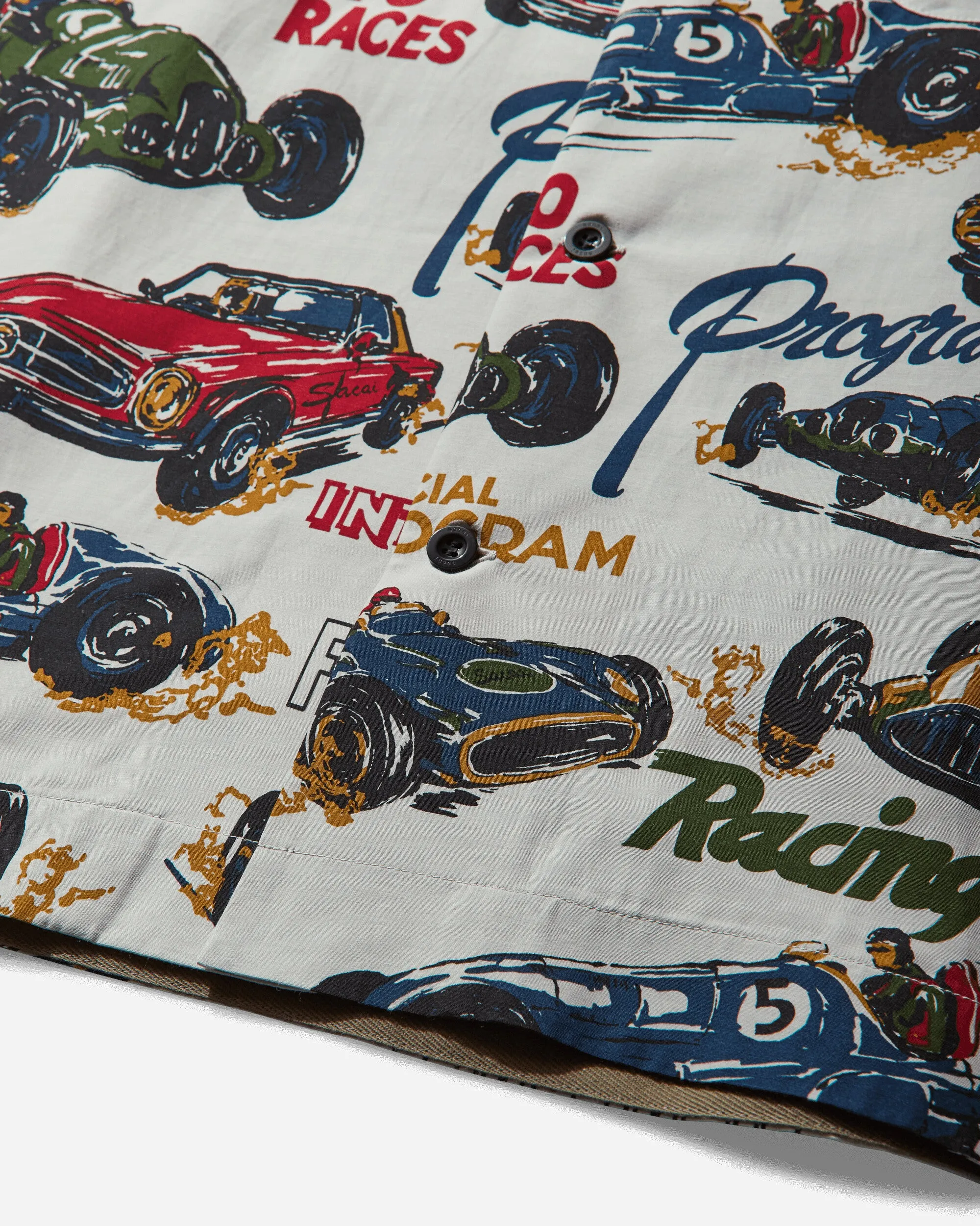 Men's Car Race / Tropical Print Shirt Ivory