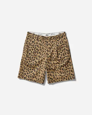 Men's Dickies Leopard Pleated Short Trousers (Type-2) Beige
