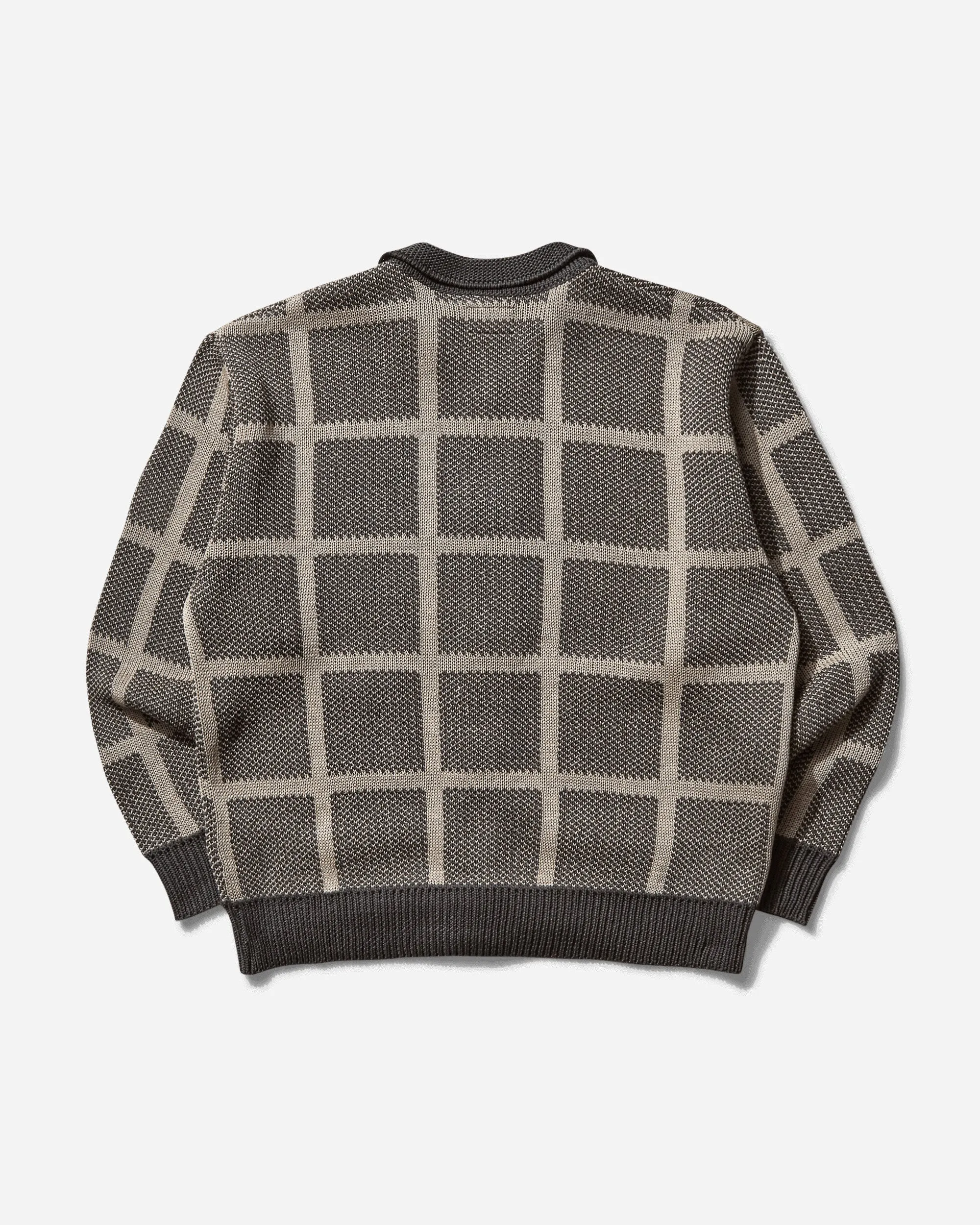 Men's Grid Loose Knit Cardigan Charcoal
