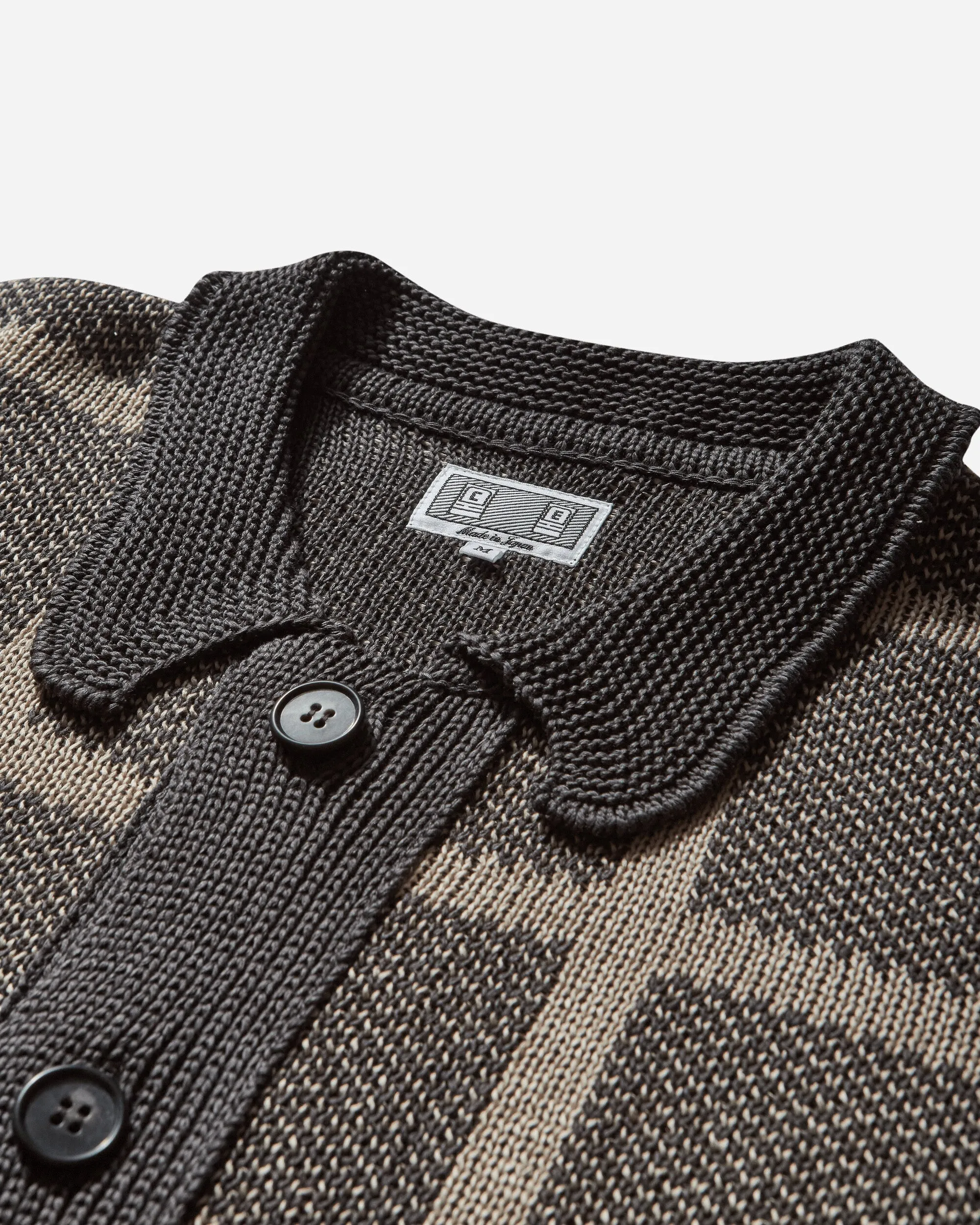 Men's Grid Loose Knit Cardigan Charcoal