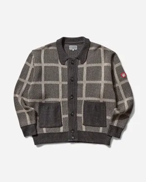 Men's Grid Loose Knit Cardigan Charcoal