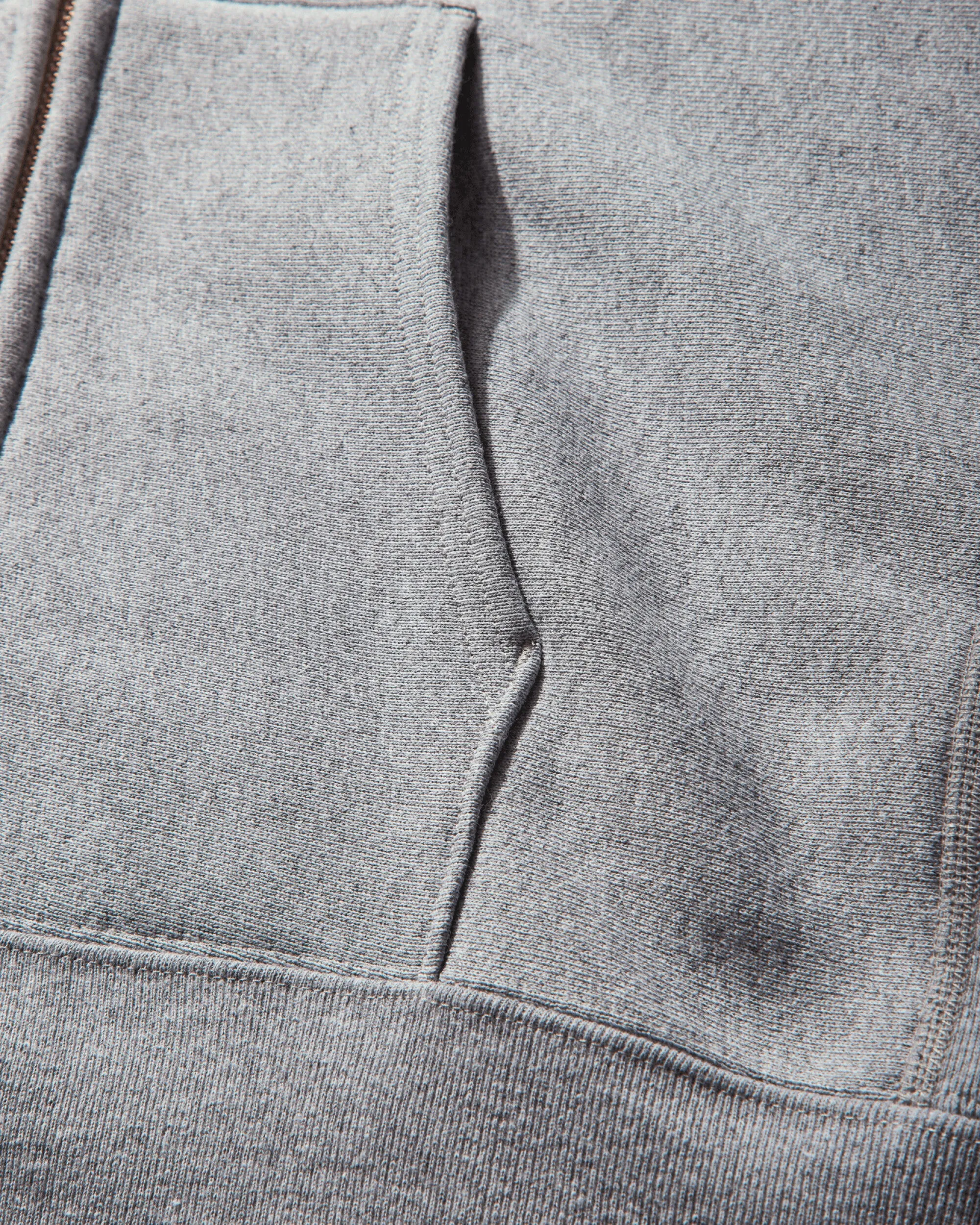 Men's Made in USA Reverse Weave Zipped Hoodie Oxford Grey